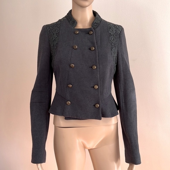 We the Free Blue Lace Military Peplum Jacket Size 6 - Picture 7 of 16